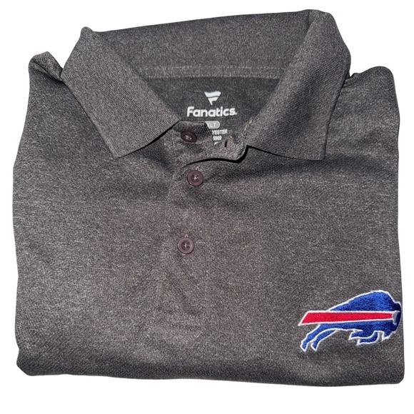 Fanatics Buffalo Bills Polo Mens Size XLT Tall Gray Performance Short Sleeve NFL - Picture 3 of 7